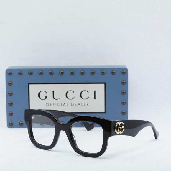Gucci GG1423O 001 Square Eyeglasses – Black 50mm - Picture 1 of 10